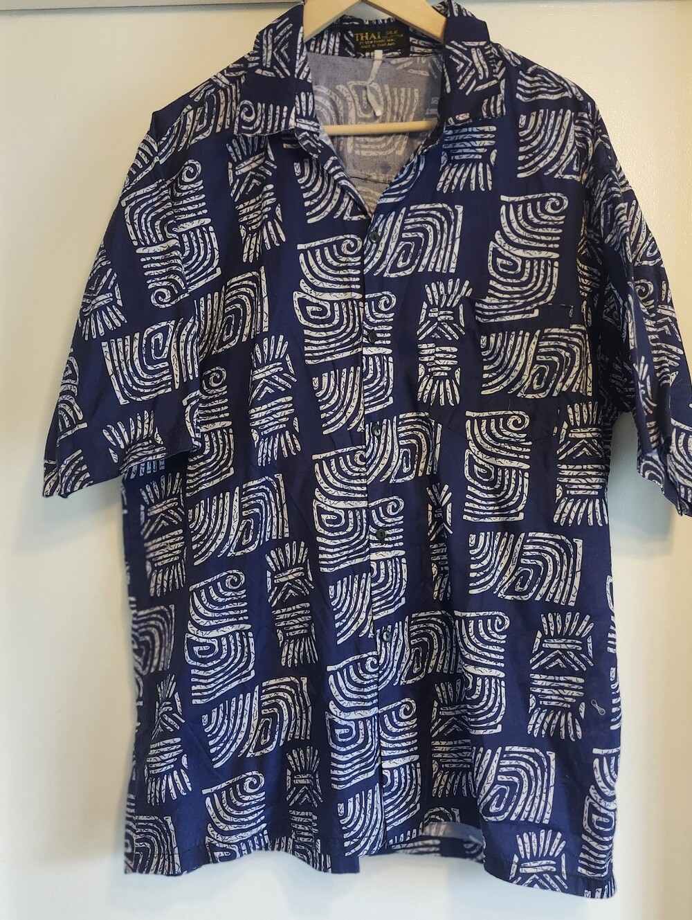 Mens Thai Silk Collection XXL Blue And White